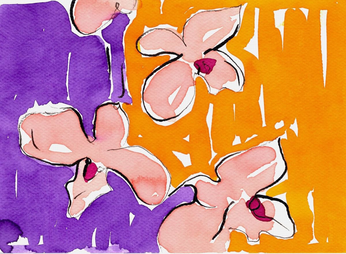 Wild Orchid - watercolor framed by Ewa Dabkiewicz