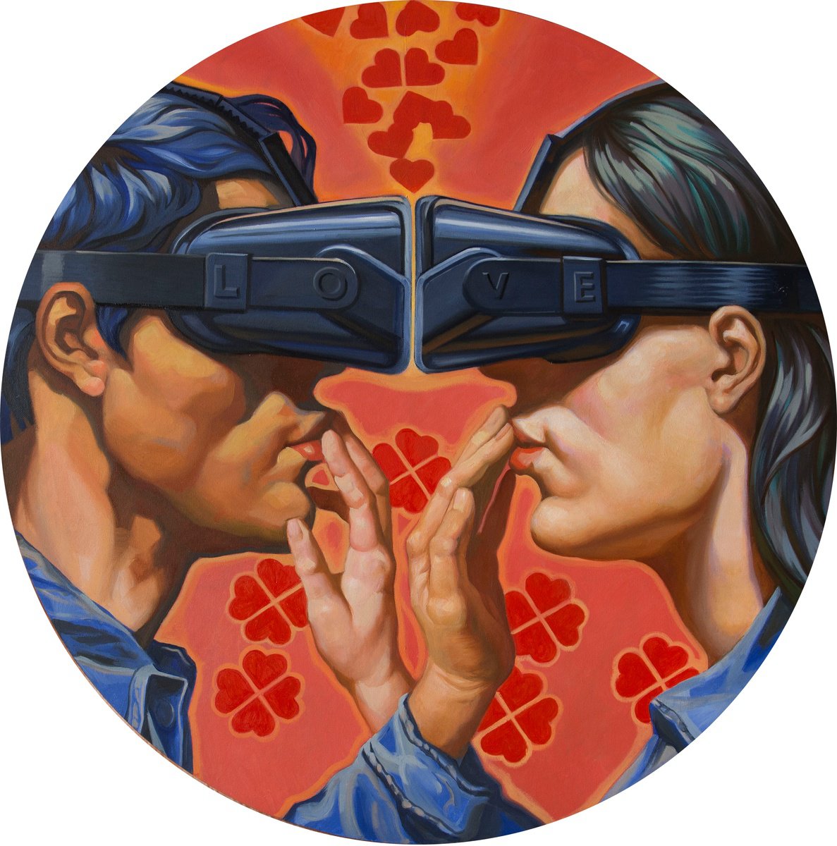 Urban And Pop Oil Painting , Virtual Love By Yaroslav Kurbanov, 31 X 31, Artwork For Sale On Artfinder