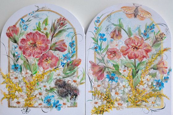 Diptych "Splashes of Sunny Summer". Original.
