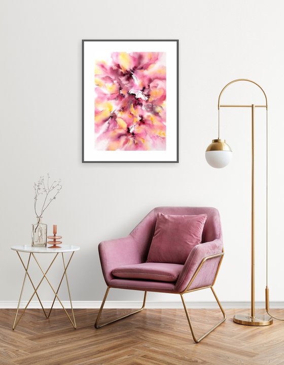 Abstract flowers in bright pink colors