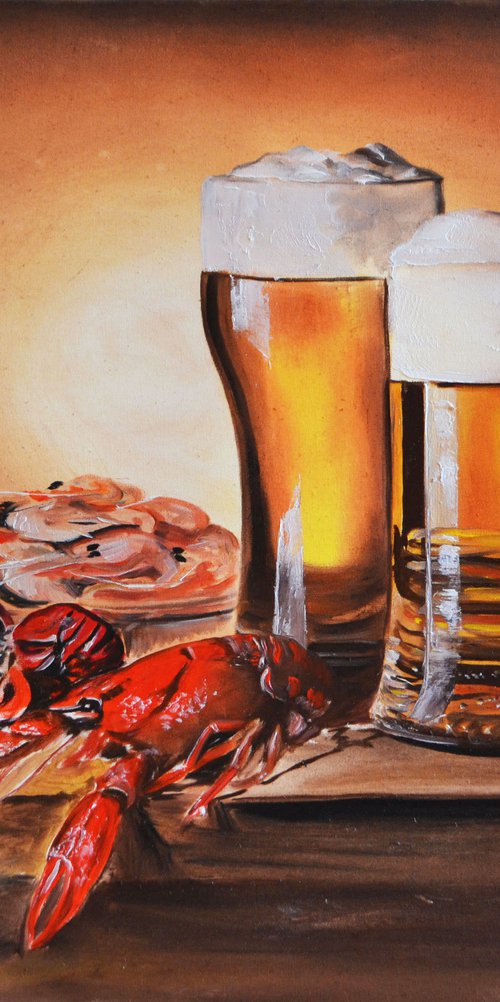 Beer with Сrayfish and Shrimp by Valeriia Radziievska