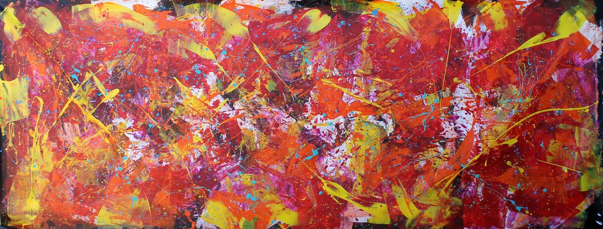 Abstract Painting By Juan Jose Garay, 102 X 39", Nature Vs Landscape, Original Artwork