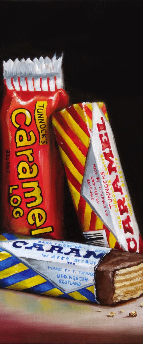 Tunnocks Caramel wafers still life by Jane Palmer Art