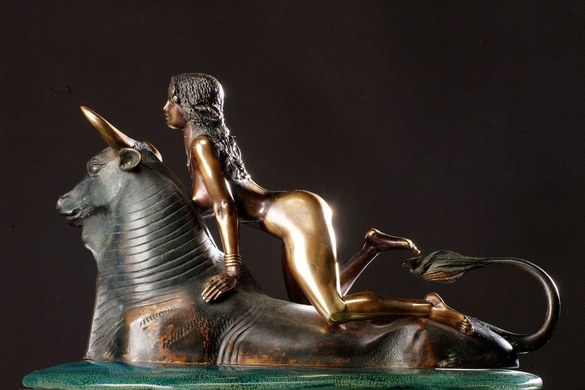 Naked woman on a bull Bronze sculpture by Krasimir Krastev | Artfinder