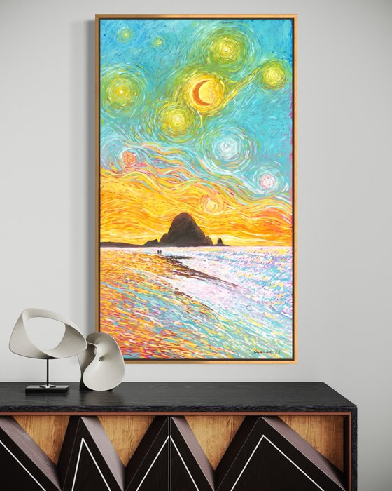 Oregon coast under Van Gogh’s sky