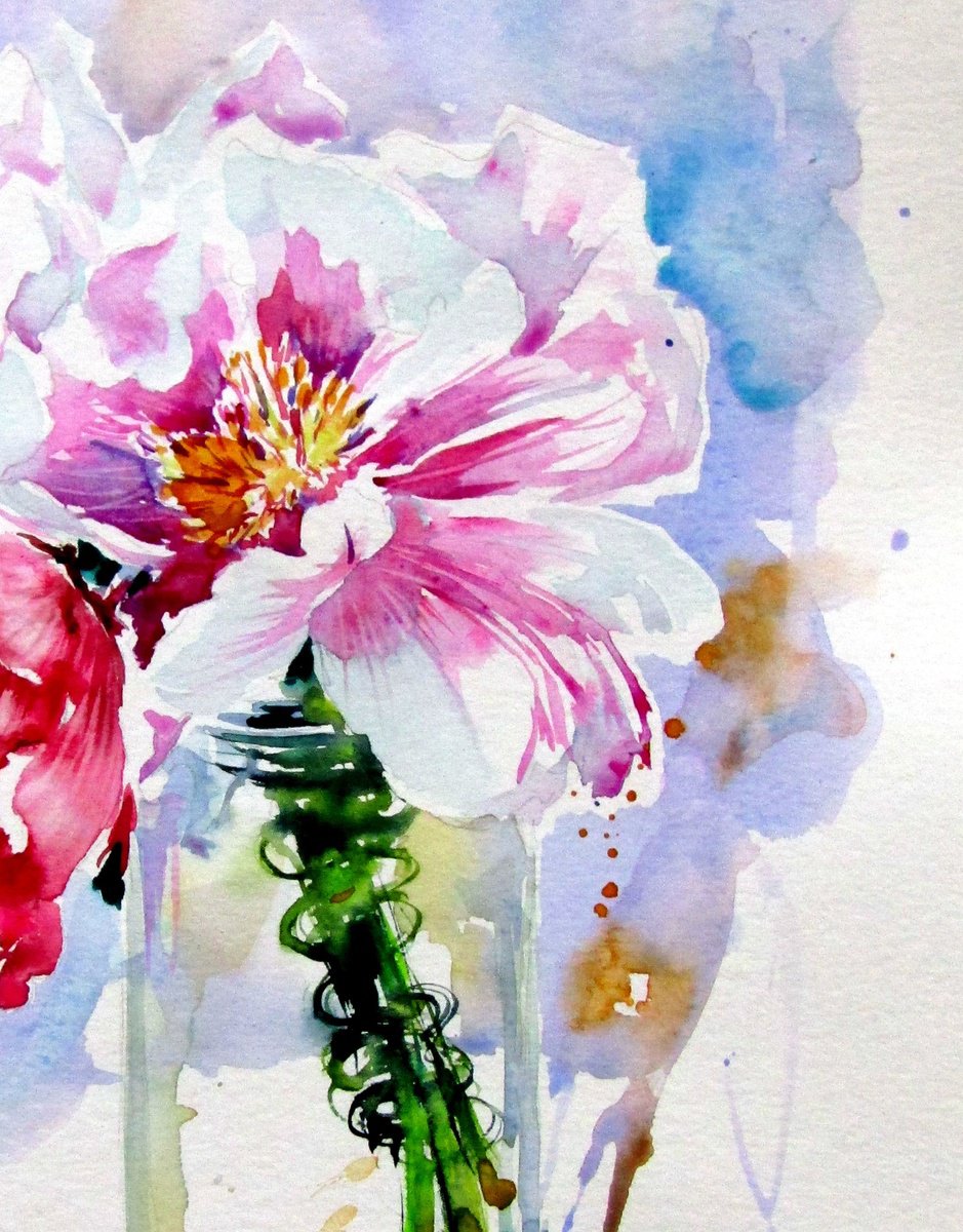 Impressionistic Watercolour , Bouquet Of Flowers By Kovacs Anna Brigitta, 13 X 20, Artwork For Sale On Artfinder