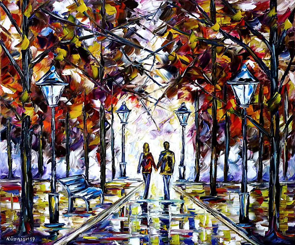 Expressive Oil Painting , Love Walk By Mirek Kuzniar, 24 X 20, Artwork For Sale On Artfinder