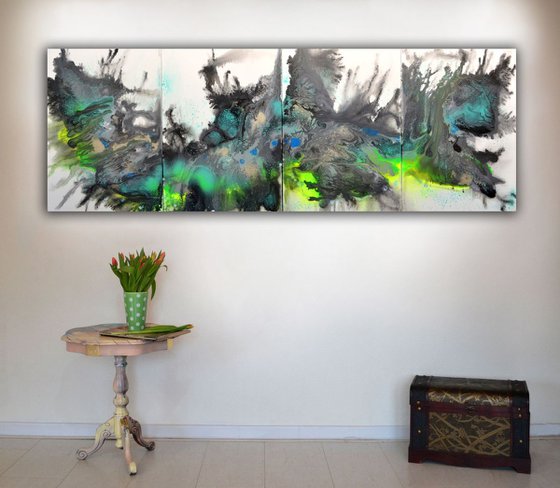 HUGE Painting XXXL - FREE SHIPPING - Astral Love 2 - 200x70x2 cm - Large Abstract, Supersized Painting - Ready to Hang, Hotel Wall Decor
