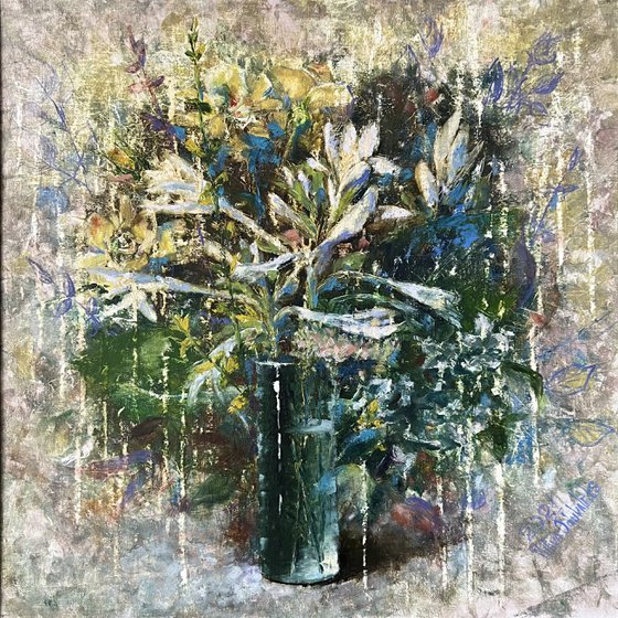 Sage green summer flowers