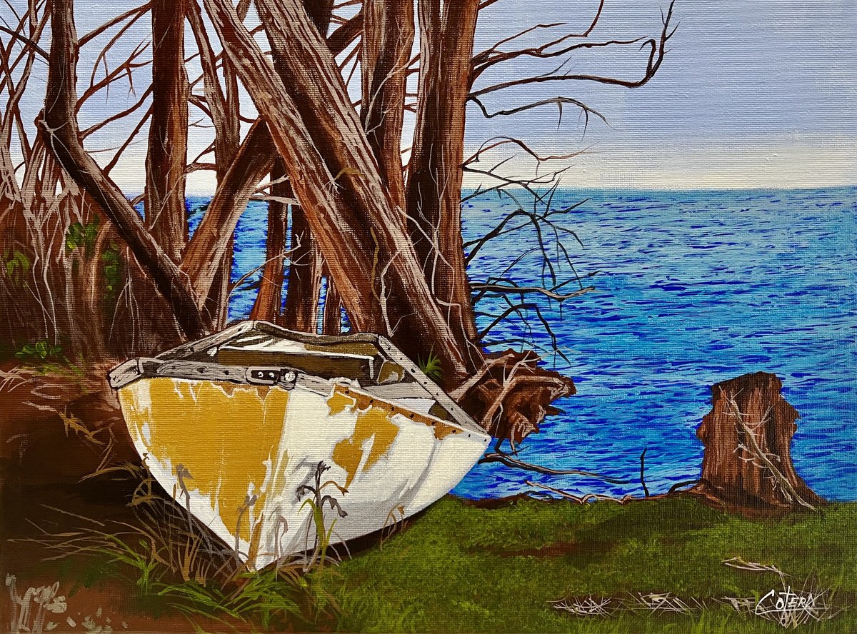 Photorealistic Landscape Acrylic Painting By Carlos Alvarez Cotera, 16 X 13, - Adrift - ?, Original Artwork