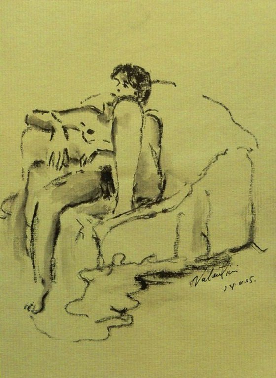 female nude on sofa