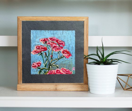 Roses Oil Pastel Painting, Flowers Original Artwork, Rose Hip Bush Drawing, Cottagecore Decor, Gifts for Her, Floral Wall Art