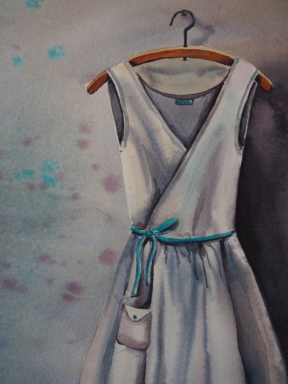 Little gray dress - original watercolor