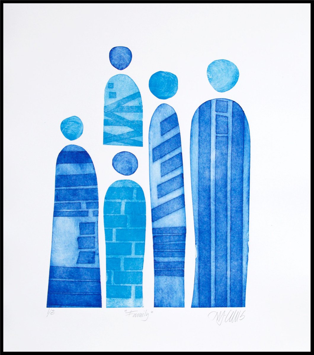 Family, collagraph by Mariann Johansen-Ellis