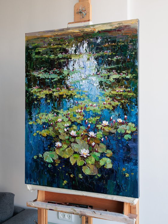 White Water Lilies in the Pond