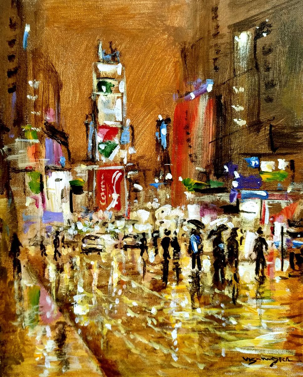 Time Square in the rain1 by Vishalandra Dakur