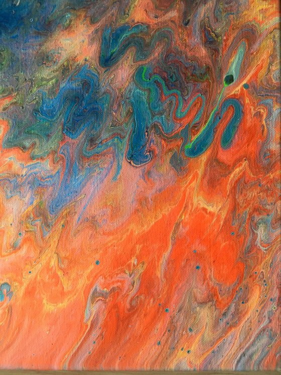 "Fire Me Up" - Original Abstract PMS Fluid Acrylic Painting - 20 x 16 inches