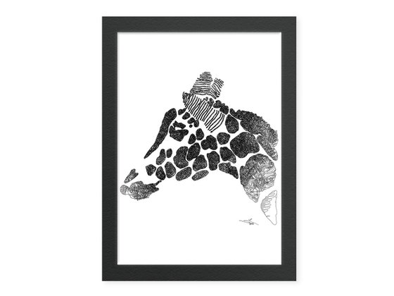 Giraffe Head: Framed Artwork, 16 x20 inches(40x50cm)