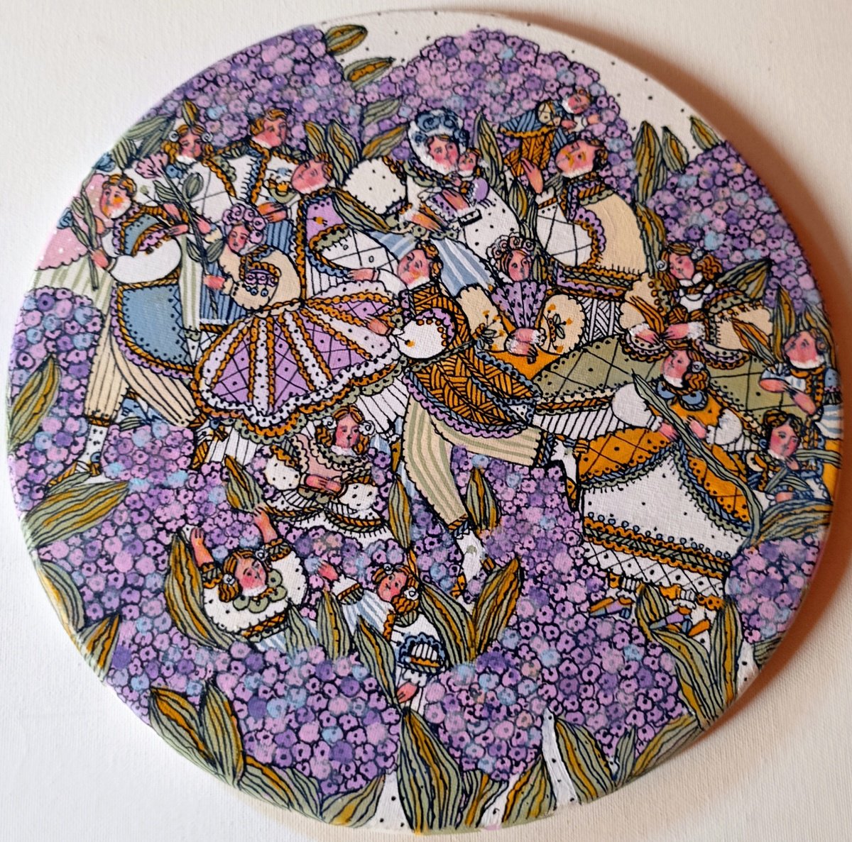Naive Acrylic Painting , A Wonderful Family By Tetiana Osadchuk, 12 X 12, Artwork For Sale On Artfinder