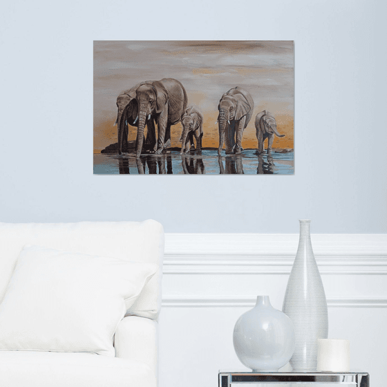 Elephants at the watering hole