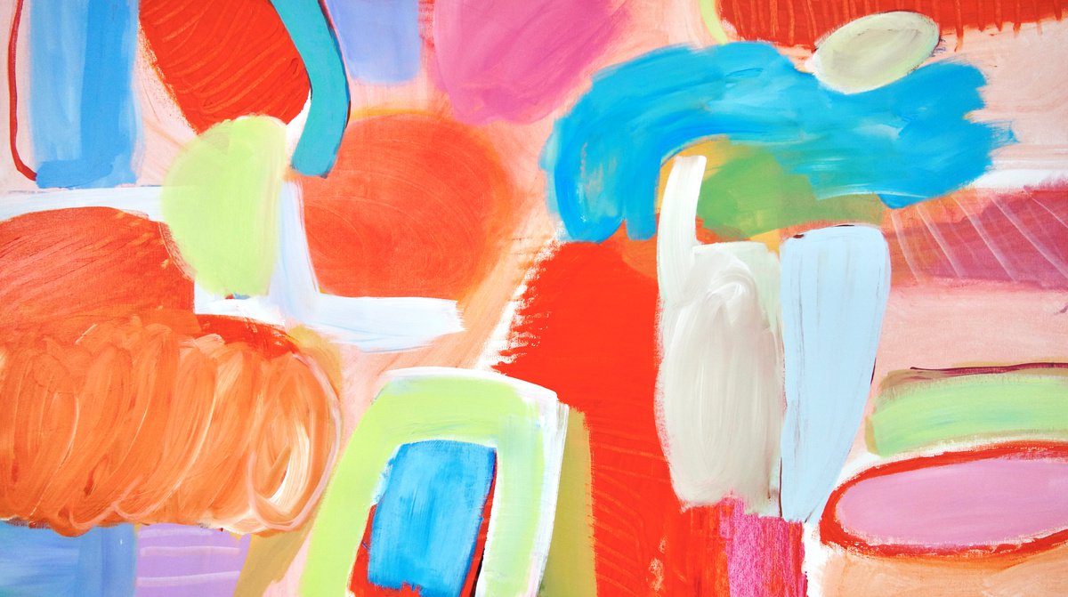 Abstract Acrylic Painting By Michelle Louis, 62 X 35", Daylight, Original Artwork