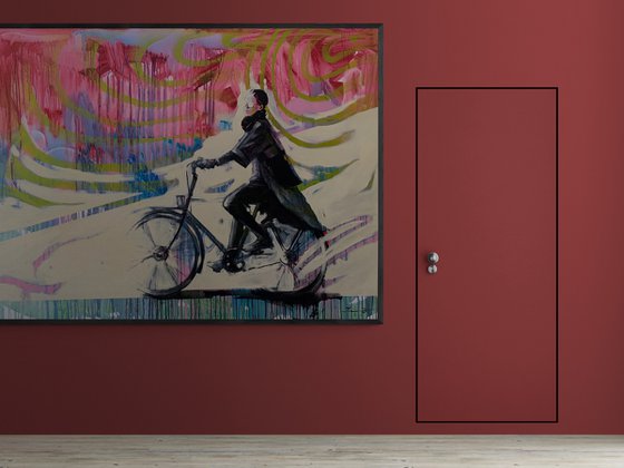 XXXL Big painting - "Summer wind" - Bike - Cyclist - Amsterdam - Huge painting