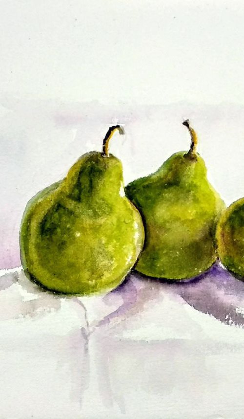 Three friendly pears by Asha Shenoy