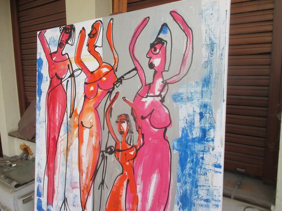 Jazzgirls Musicgirls acrylpainting 31,5 x 31,5 inch