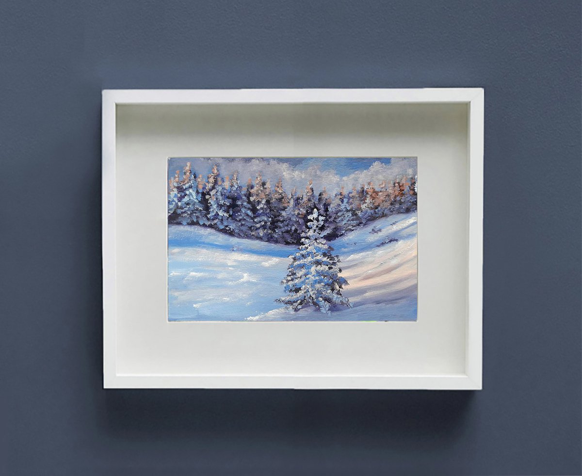 Christmas Morning- small oil painting by Olga Tretyak
