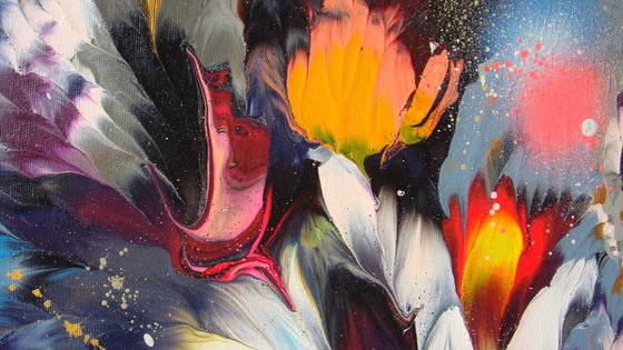 "Floral Embrace" Large Abstract Painting on canvas