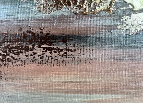 Textured gold and silver relief