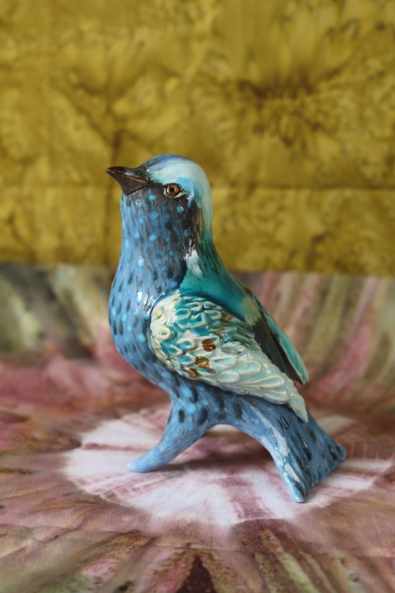 Blue Birdy. Ceramic sculpture