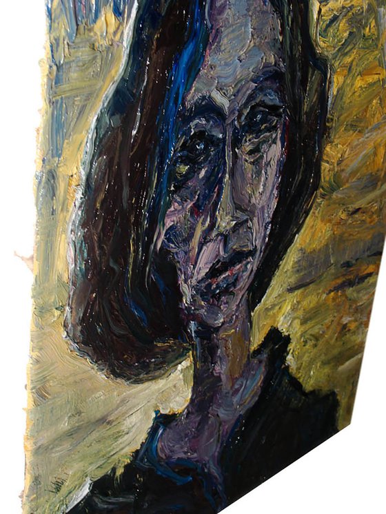 Original Oil Painting Expressionism Modern Portrait