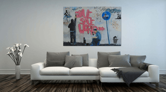 XXXL Large Painting - "Love save the world" - Graffiti - Street art - Bright painting - Urban - Street scene