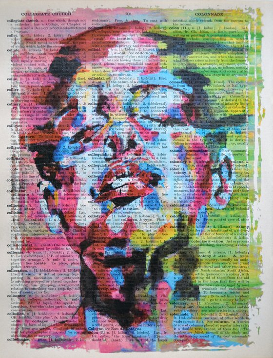 Ecstasy - Collage Art on Large Real English Dictionary Vintage Book Page