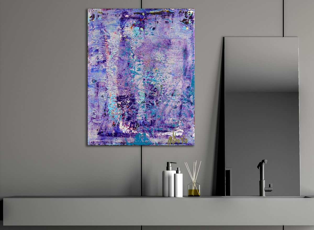 Abstract Acrylic Painting By Nestor Toro, 11 X 14", Crystaline Purple, Original Artwork