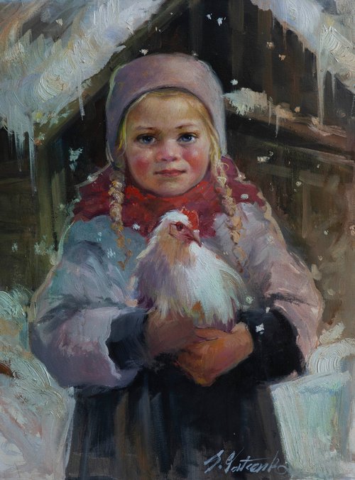 Winter in the village by Sergei Yatsenko