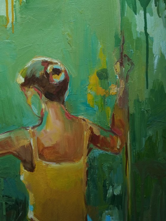 Woman in yellow... original oil painting Wall art décor