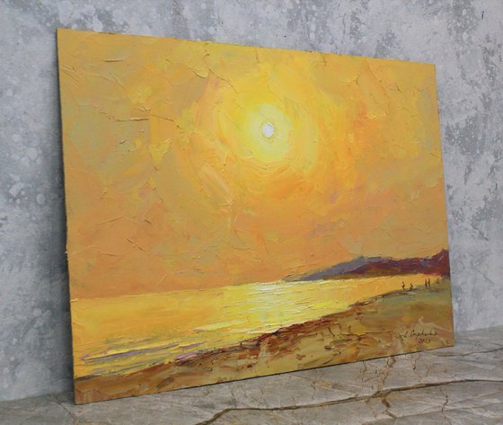 Sunset in yellow seascape