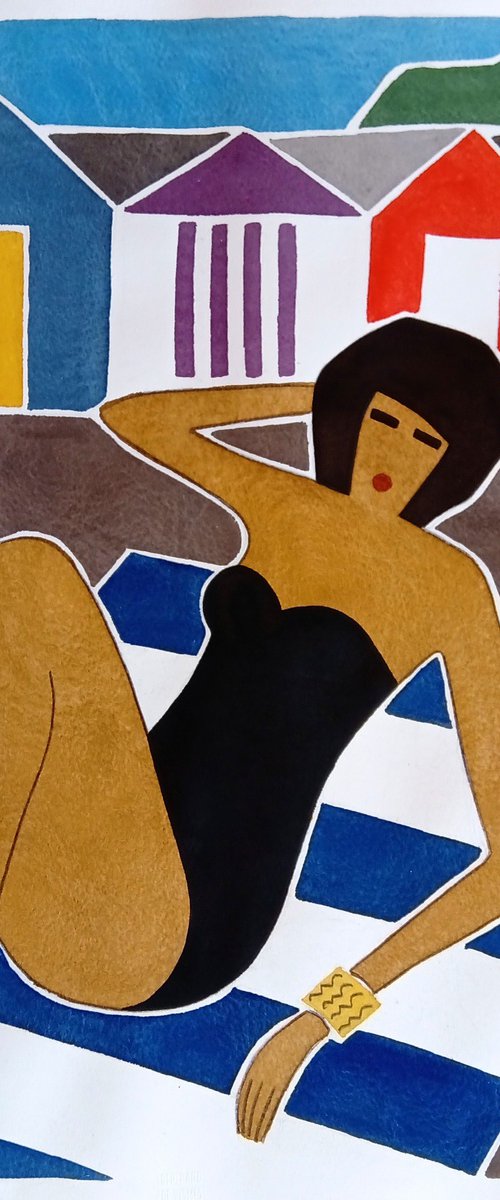 woman in a black swimsuit by Bertrand de Vismes