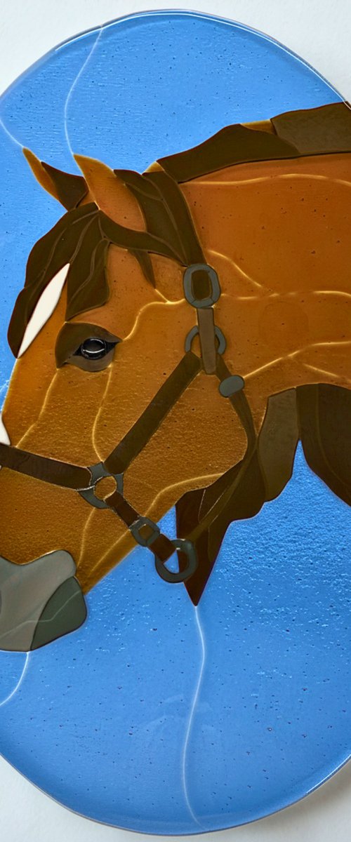 Fused Glass Horse Wall Art by Oksana Saladino