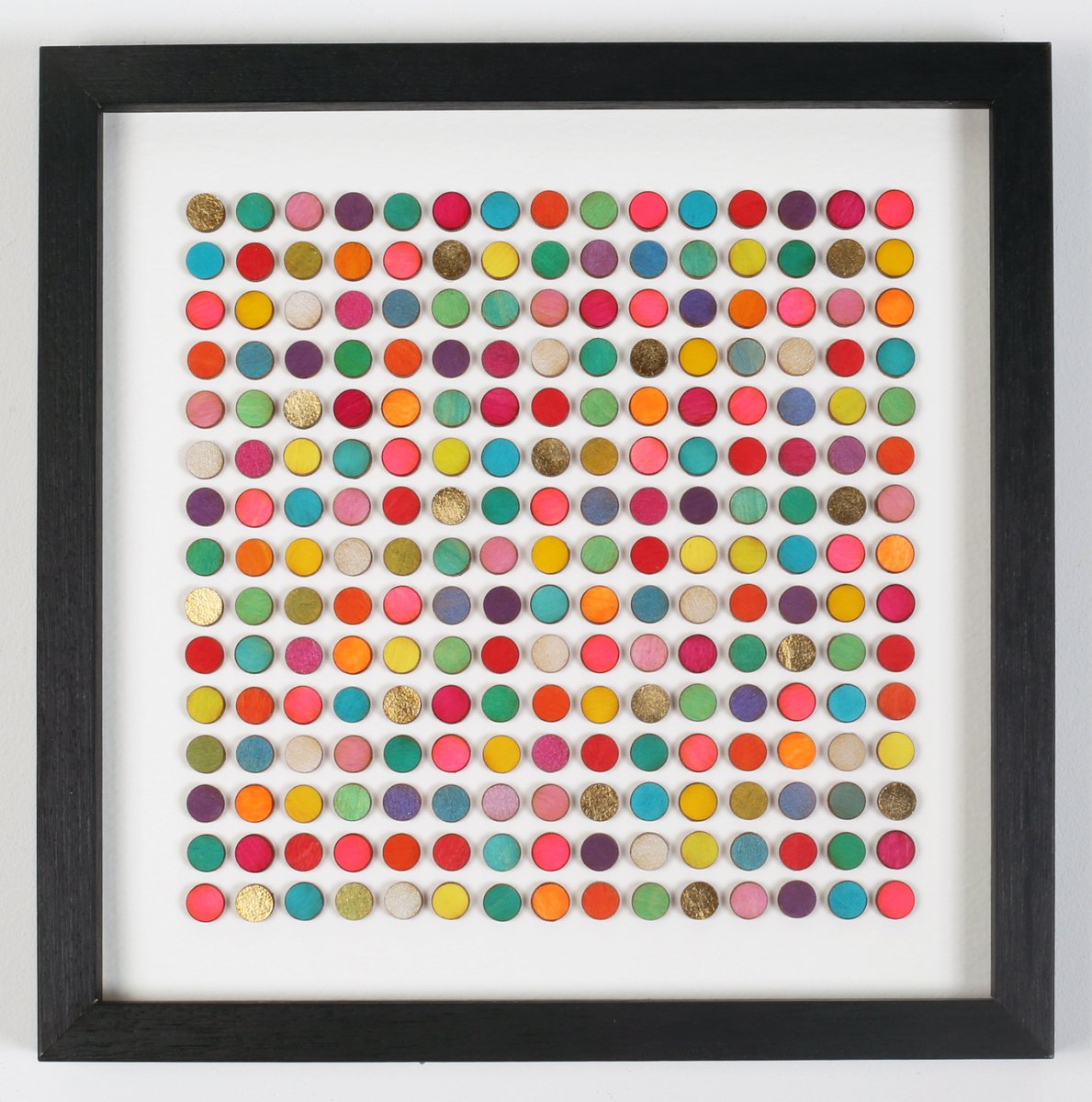 Painted dots with gold leaf by Amelia Coward