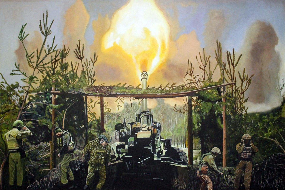 Photorealistic Oil Painting , Artillery (On Canvas). By Juan Sly, 59 X 39, Artwork For Sale On Artfinder