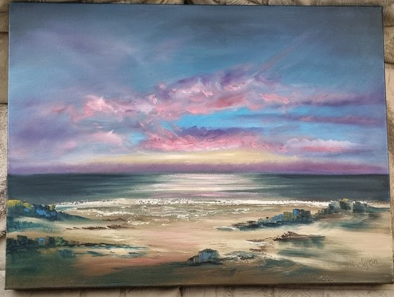 A little bit of quiet Seascape in oils 18"×24"