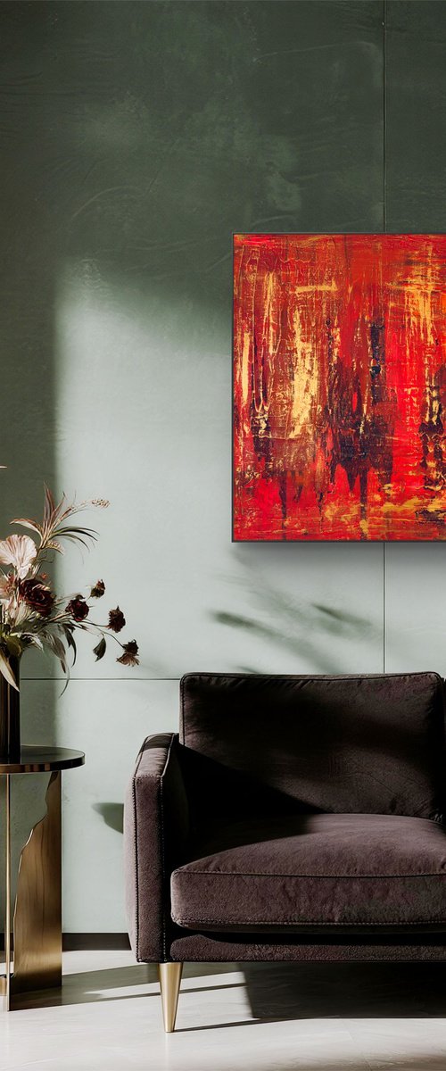 „Crimson Resonance“ 80x80x2 cm by Exclusive Arts