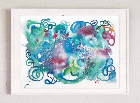 "Totally happy" Abstract Watercolor Painting