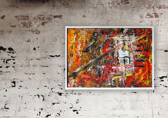 - Cross out - Colorful Abstract Expressive Mixed-media Painting by Retne