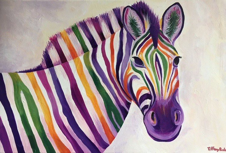 Rainbow Zebra Acrylic Painting By Tiffany Budd Artfinder