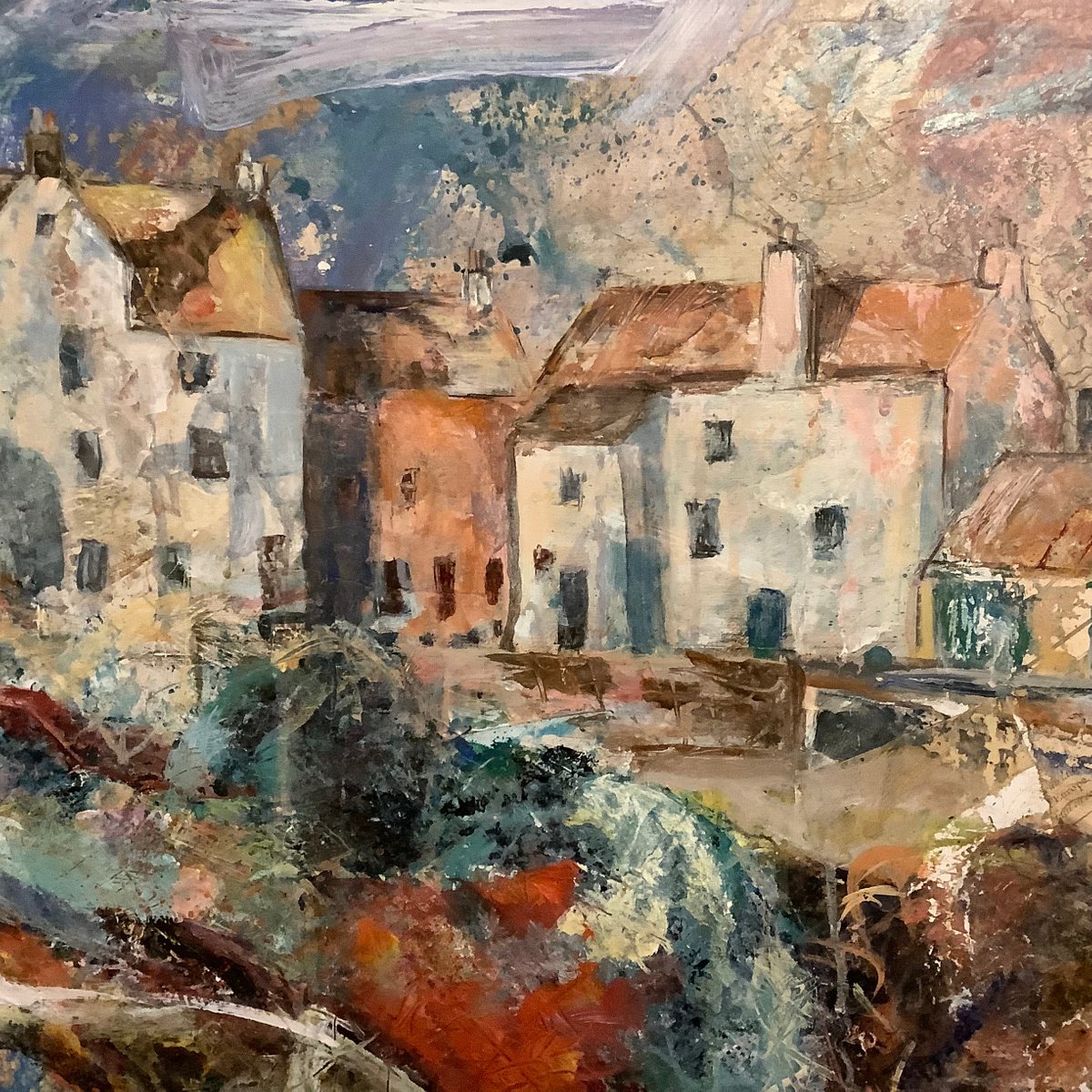 Pittenweem harbour - tangled nets and harbour cottages by Claire Williamson