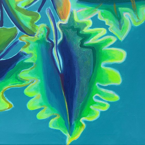 Blue and Green Alocasia Study